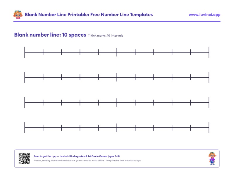 Preview of Blank Number Line Printable: Free Number Line Templates