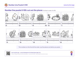 Free printable math worksheet: “Number Line Puzzle 0-100”, 1st and 2nd grade