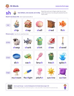 Free printable digraphs printable: “Sh Words for Kids: Digraph sh Lists With Pictures + Free PDF” (UFLI lessons 42–53), kindergarten and 1st grade