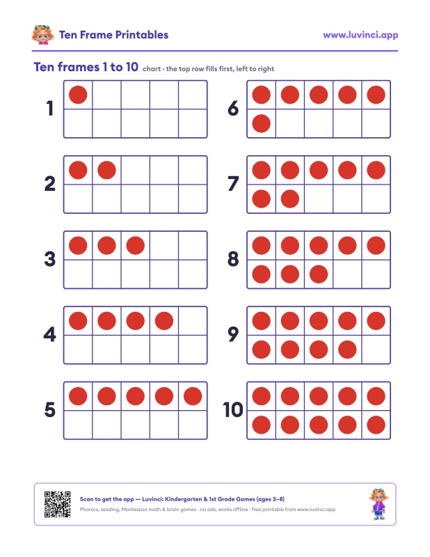 Preview of Ten Frame Printable: Free Blank, Double and Dot Cards (PDF)