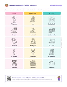 Preview of “Sentence Builder - Glued Sounds I”