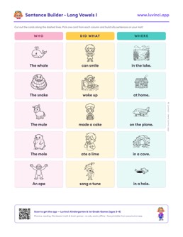 Preview of “Sentence Builder - Long Vowels I”