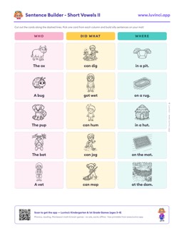 Preview of “Sentence Builder - Short Vowels II”