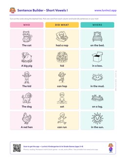 Preview of “Sentence Builder - Short Vowels I”