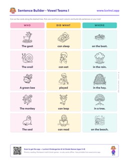 Preview of “Sentence Builder - Vowel Teams I”