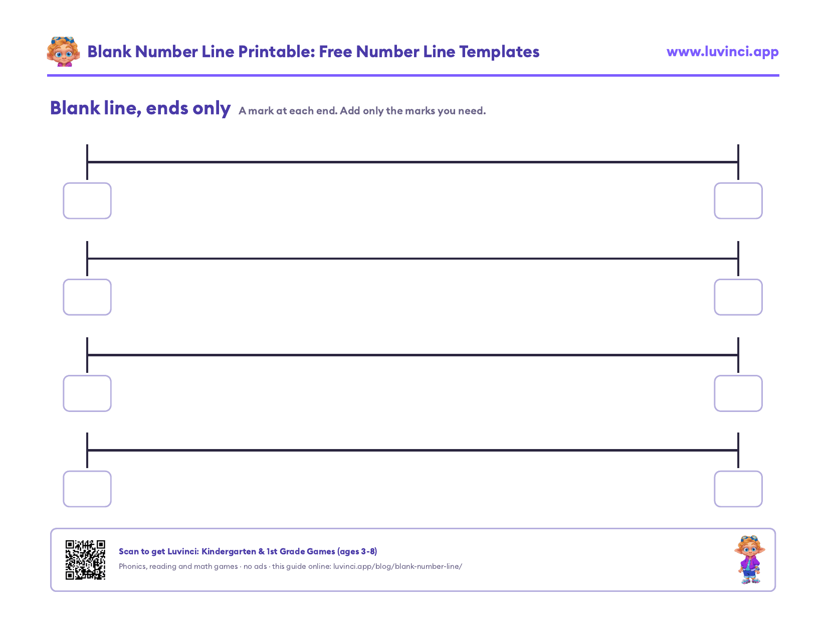 Four blank lines with a tick mark at each end and nothing in between